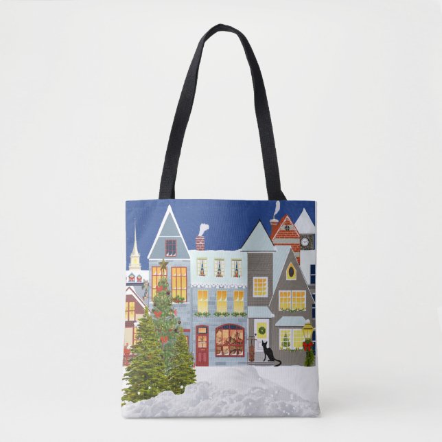 Bolsa Tote Saco de Compras de Árvore de Natal (Frente)