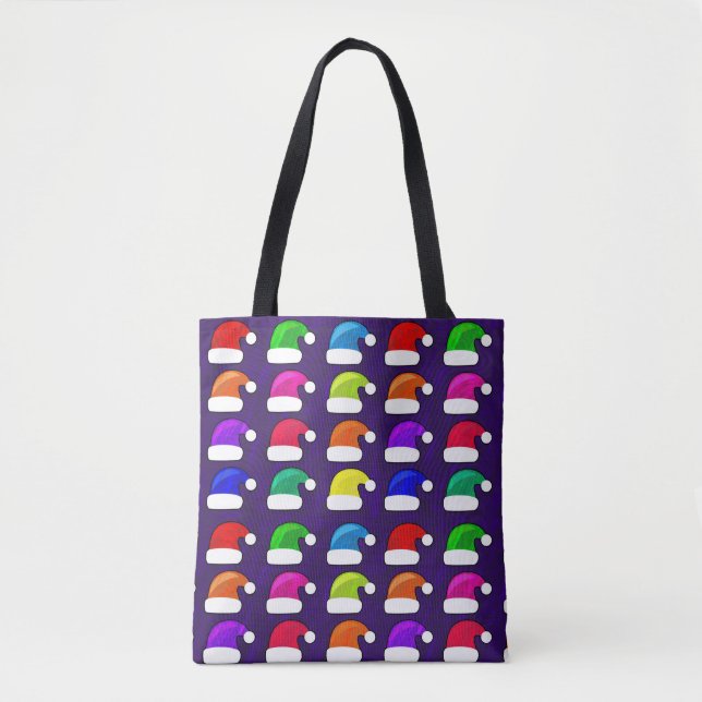 Bolsa Tote saco de compras de chapéus de papai noel (Frente)