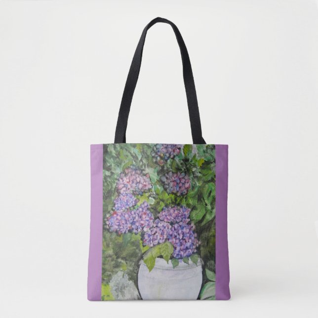 Bolsa Tote Saco de Compras de Flor de Hortênsia (Frente)