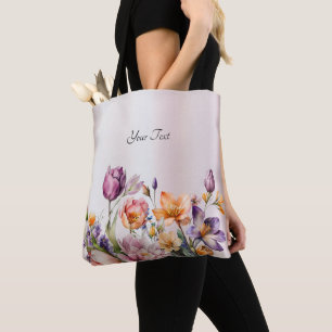 Bolsa Tote Saco de Compras de Flores Coloridas de Primavera