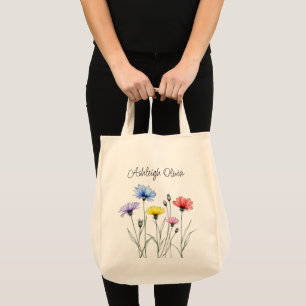 Bolsa Tote Saco de Compras de Flores Silvestres em Estilo de