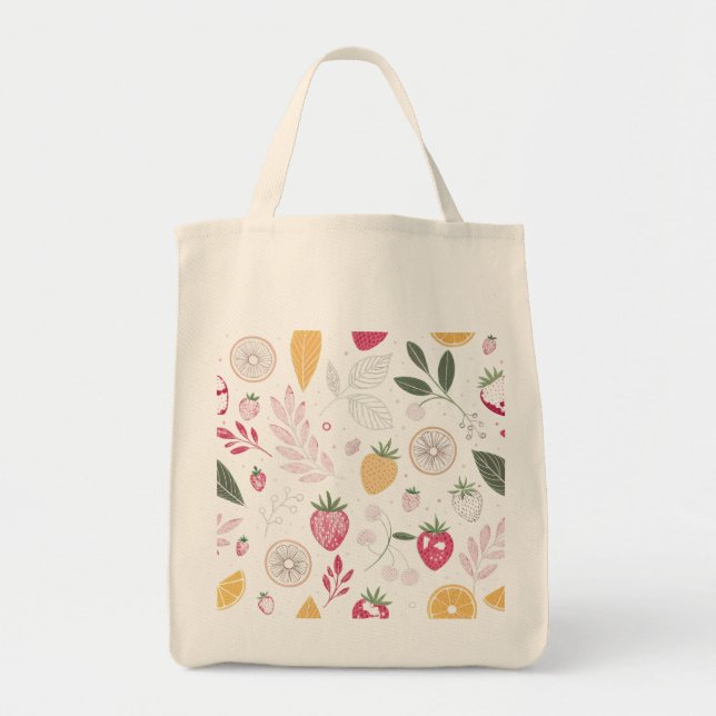 Bolsa Tote Saco de Compras de Frutas Lindas para Mercado (Frente)