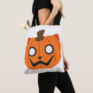 Bolsa Tote Saco de compras de Halloween com abóbora e gato Ja