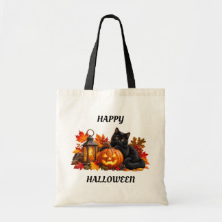 Bolsa Tote Saco de compras de Halloween com dois gatos