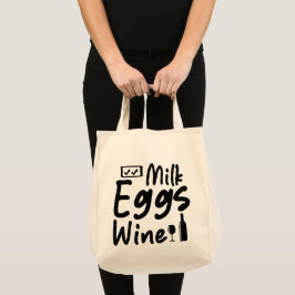 Bolsa Tote Saco de Compras de Leite Ovos Vinho Engraçado
