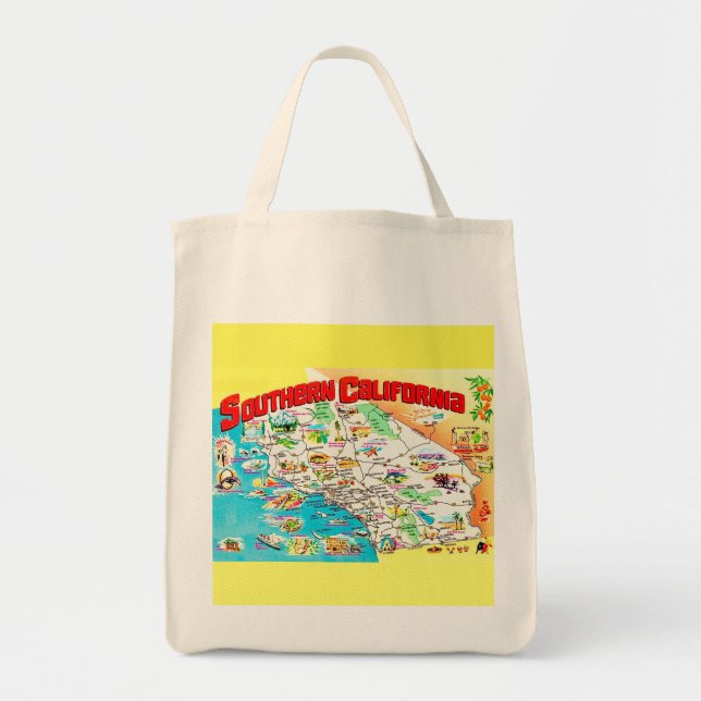 Bolsa Tote Saco de Compras de Mapa do Sul da Califórnia (Frente)