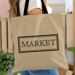 Bolsa Tote Saco de Compras de Mercado Vintage em Lona Rústica