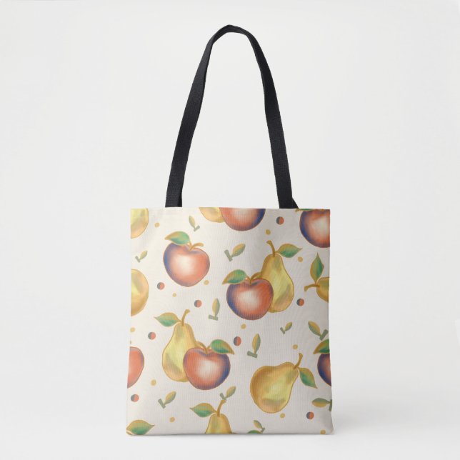 Bolsa Tote Saco de Compras de Mercearia de Maçã e Pera (Frente)