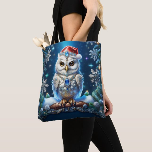 Bolsa Tote Saco de Compras de Natal com Chapéu de Papai Noel  (Close Up)