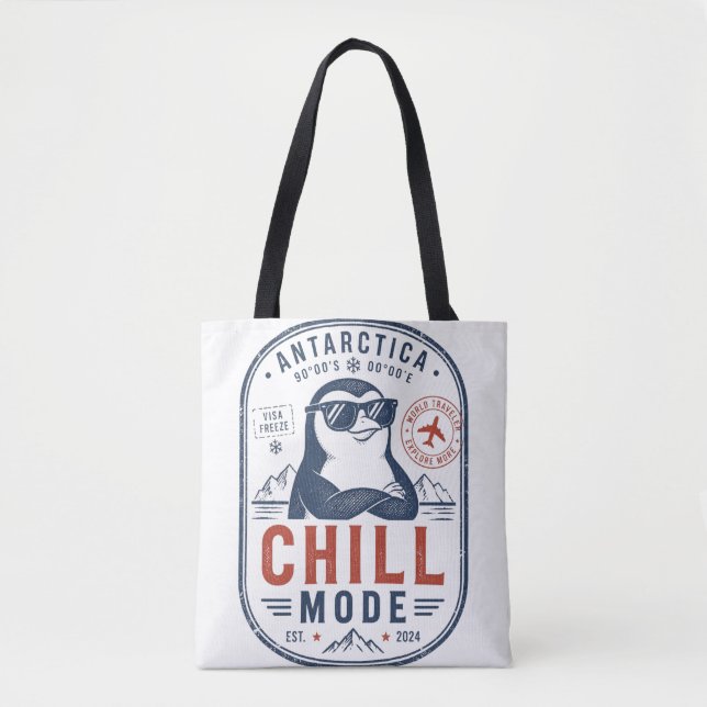 Bolsa Tote Saco de Compras de Pinguim Engraçado Modo Relax An (Frente)