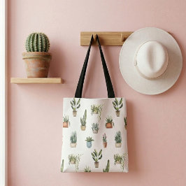 Bolsa Tote Saco de compras de plantas de quarto ilustradas e