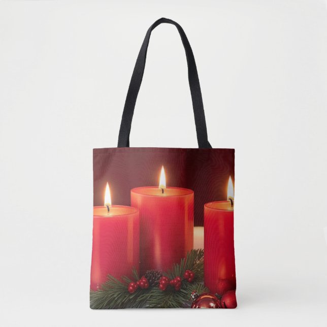 Bolsa Tote Saco de compras de velas românticas de Natal (Frente)