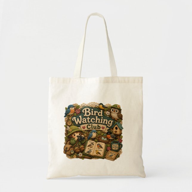Bolsa Tote Saco de Compras do Clube de Observação de Pássaros (Frente)