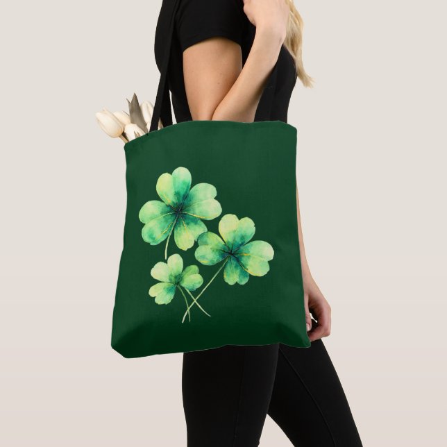 Bolsa Tote Saco de Compras do Dia de São Patrício com Trevo A (Close Up)