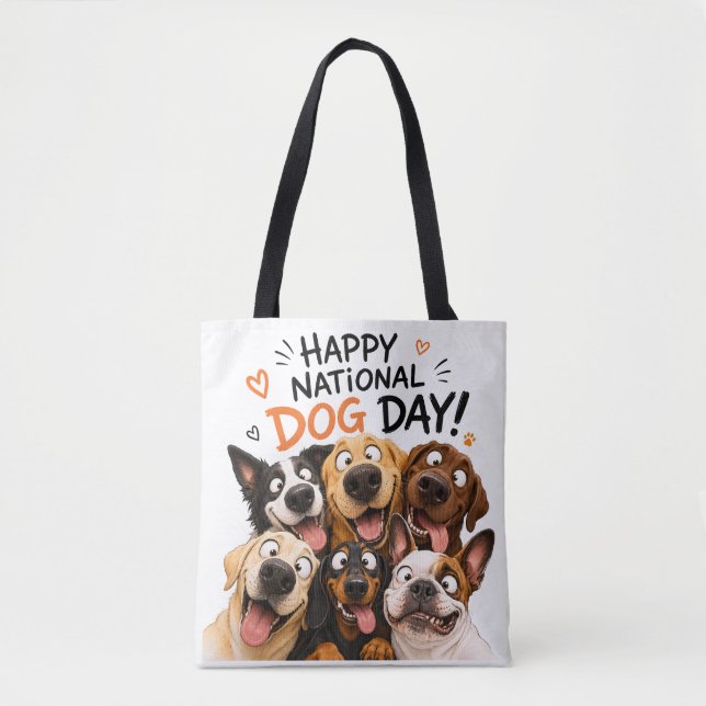 Bolsa Tote Saco de Compras do Dia Nacional do Cachorro | Cach (Frente)