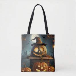 Bolsa Tote Saco de compras do Halloween. Truque ou trato.