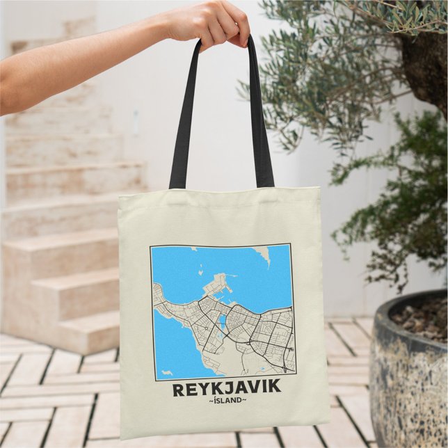 Bolsa Tote Saco de compras do mapa da cidade de Reykjavik, Is (Criador carregado)