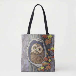 Bolsa Tote Saco de compras do Outono Owl e Cores de Outono