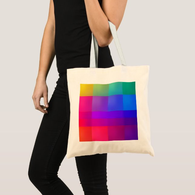 Bolsa Tote Saco de Compras Econômico com Grade de Cores Vibra (Frente (produto))