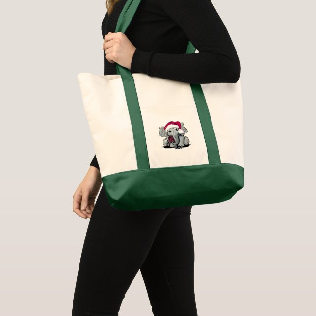 Bolsa Tote Saco de compras Elefante de Natal (Frente (produto))