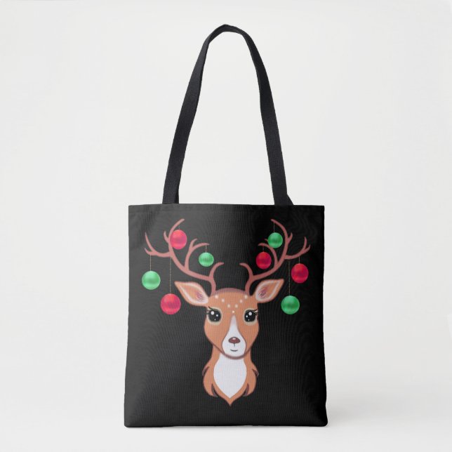 Bolsa Tote Saco de Compras Elegante de Veado de Natal (Frente)