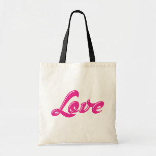 Bolsa Tote Saco de Compras em Tecido Amor Rosa Feminino
