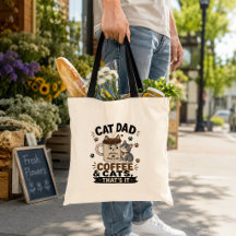 Saco de compras engraçado Cat Dad Coffee And Cats 