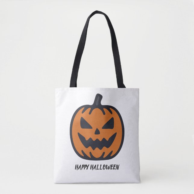 Bolsa Tote Saco de Compras Feliz Halloween Jack-O'-Lantern (Frente)