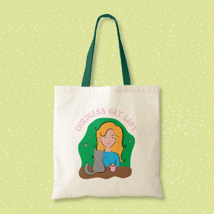 Bolsa Tote Saco de Compras Feliz Mulher Sem Filhos Gata