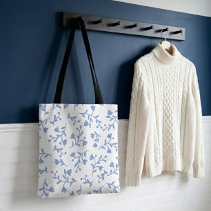 Bolsa Tote Saco de compras florais azul romântico