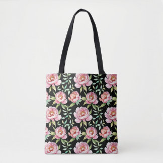 Bolsa Tote Saco de Compras Floral Peônia Botânica