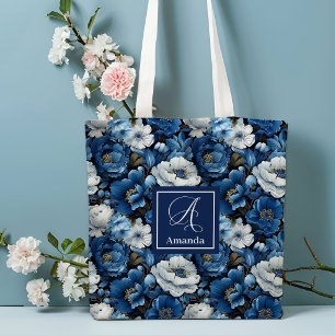 Bolsa Tote Saco de Compras Floral Personalizado com Flores Az
