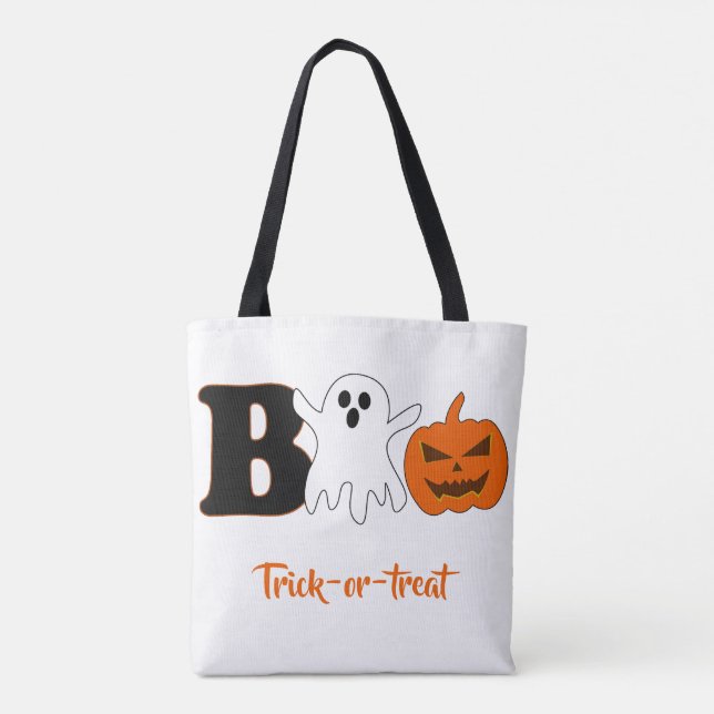 Bolsa Tote Saco de compras Funny Boo Halloween (Verso)