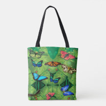 Saco de Compras Jardim de Borboletas Tropicais
