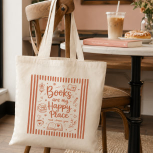 Bolsa Tote Saco de Compras Leitor Lugar Feliz Amante de Livro