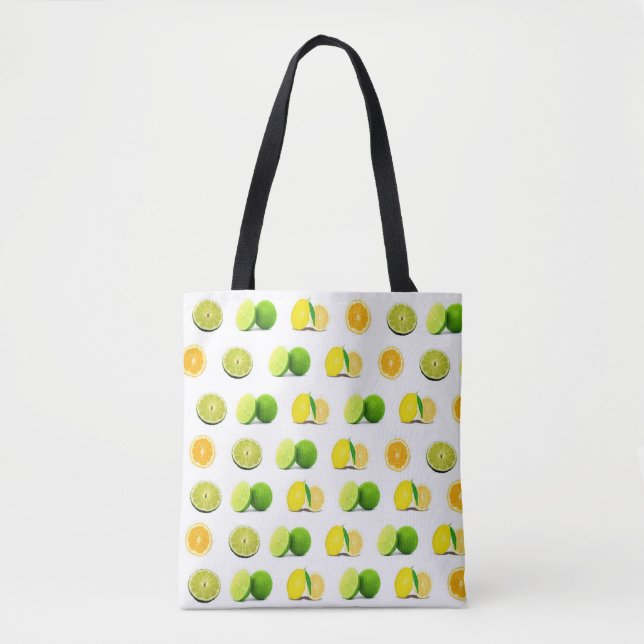 Bolsa Tote Saco de Compras Limão, Lima e Laranjas (Frente)