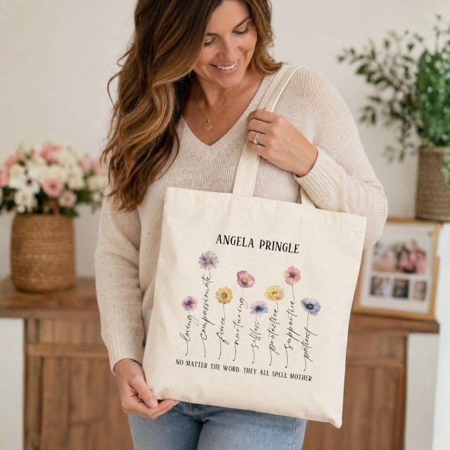 Bolsa Tote Saco de Compras Mãe em Flor (Thoughtful Mother in Bloom Mother's Day Gift)