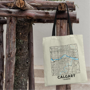 Bolsa Tote Saco de Compras Mapa da Cidade de Calgary, Alberta