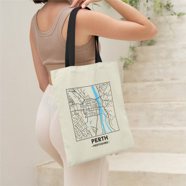 Bolsa Tote Saco de Compras Mapa da Cidade de Perth, Escócia (Criador carregado)
