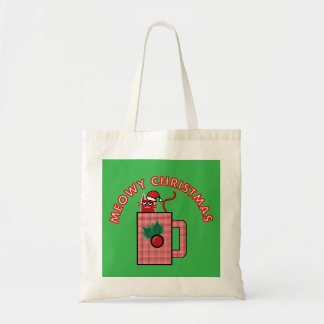 Bolsa Tote Saco de Compras MEOWY NATAL Economico (Frente)