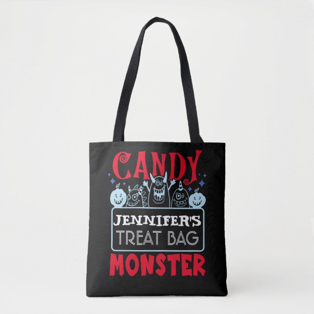 Bolsa Tote Saco de Compras Monstro de Doces Personalizados do (Frente)