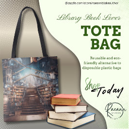 Bolsa Tote Saco de Compras para Amante de Livros de Bibliotec