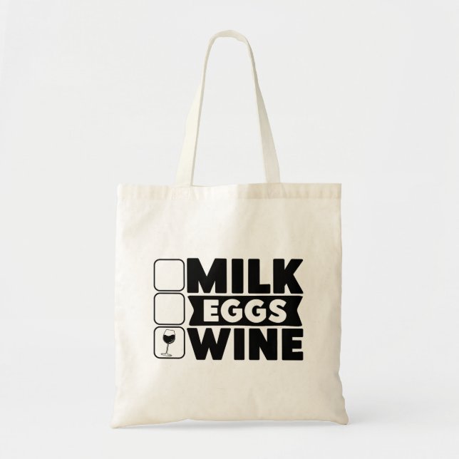 Bolsa Tote Saco de Compras para Leite, Ovos, Vinho (Frente)