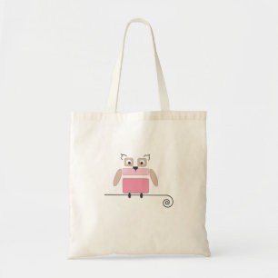 Bolsa Tote Saco de compras pequeno da coruja cor-de-rosa
