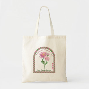 Bolsa Tote Saco de Compras Personalizado Flor do Mês de Nasci