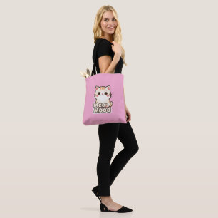 Bolsa Tote Saco de Compras Presente de Gato Fofo Meow Mood