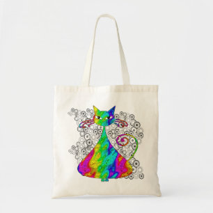 Bolsa Tote Saco de compras psicadélico Trippy do gato