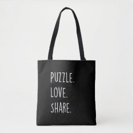 Bolsa Tote Saco de compras. Puzzle. Amor. Compartilhe.