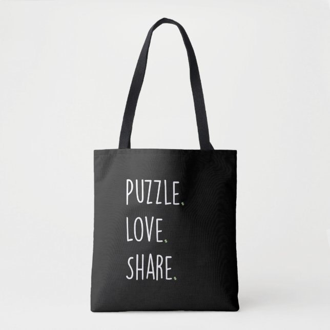 Bolsa Tote Saco de compras. Puzzle. Amor. Compartilhe. (Frente)
