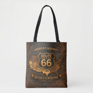 Bolsa Tote Saco de Compras Rota 66 Mapa Vintage Arte American